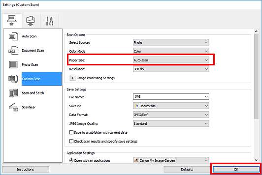 figure: Settings dialog box